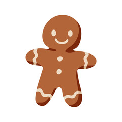 A brown gingerbread man with a smile on his face