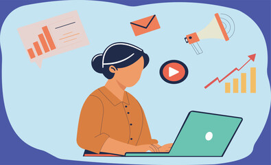 illustration of a man with laptop