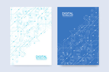 Abstract digital technology cover template design for a report and brochure, flyer, leaflets, poster, header, banner, website, presentation. Vector illustration
