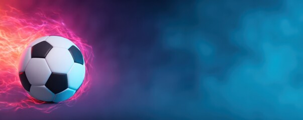 Football kick intensity concept. Soccer ball with dynamic motion effect in vibrant colors.