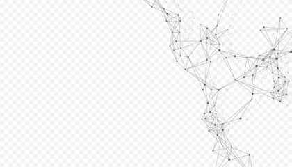 Abstract tech network connection dots. Digital technology and big data analysis background. White background with plexus lines. Geometric background with abstract mesh