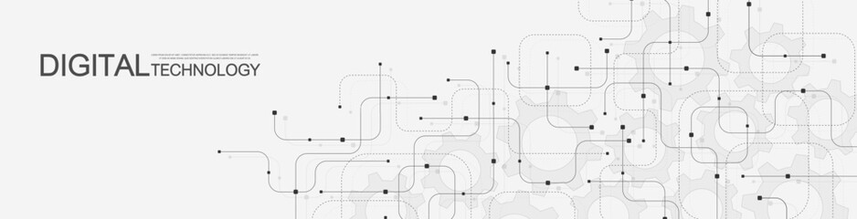 Motherboard technology circuit board texture design. Creative idea AI banner concept for internet technology. Digital motherboard concept for poster, cover, banner, header, web presentation template.