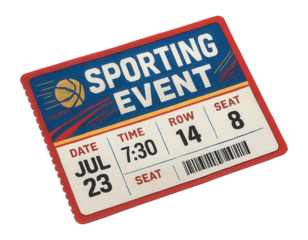 Sporting event ticket with team logos
