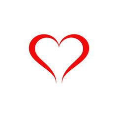 Stylized red heart shape isolated on transparent background