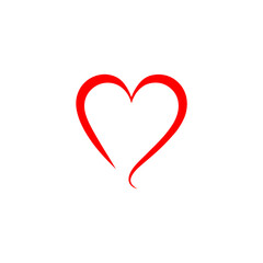 Elegant red heart shape symbol isolated on transparent background