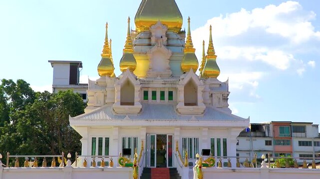Wat Klang white golden buddhist temple in Khon Kaen Thailand.