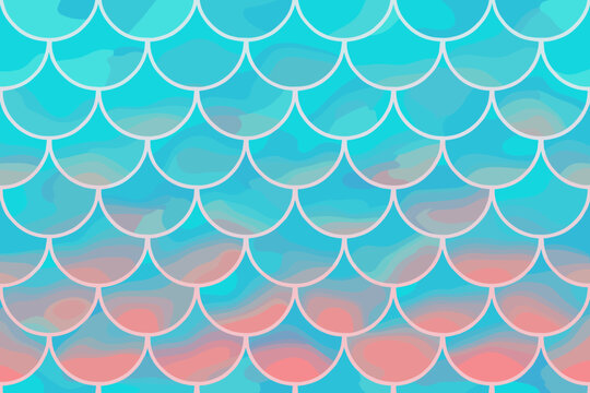 Colorful mermaid scale pattern featuring shades of turquoise and pink for a vibrant underwater theme
