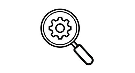 Magnifying glass with gear representing search process
