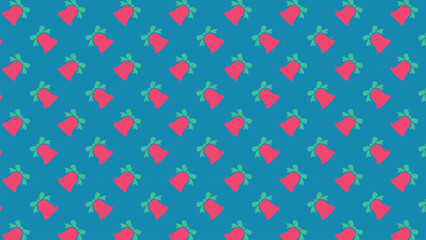 This vibrant pattern features bold pink christmas bells adorned with bright green leaves against a striking blue background, creating a playful design perfect for festive celebrations decor.