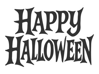 Halloween typography design with bold spooky font spelling Happy Halloween, perfect for party invitations, posters, sketch engraving generative ai raster illustration. Scratch board. Black and white.