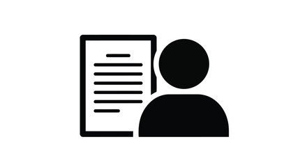 Black icon of person with document for profile concept