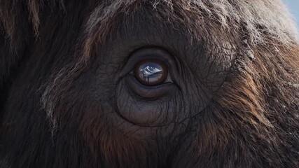 majestic bison eye reflecting mountain landscape - Powered by Adobe