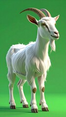 Obraz premium White goat on green backdrop