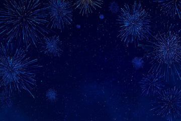 A fireworks display against the night sky, Fantastic Fireworks in Deep Blue Skies, Golden firework on black, Fireworks in sky at sunset.