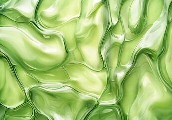A seamless pattern of green liquid with fluid shapes, like water or oil, forming an abstract design on the surface