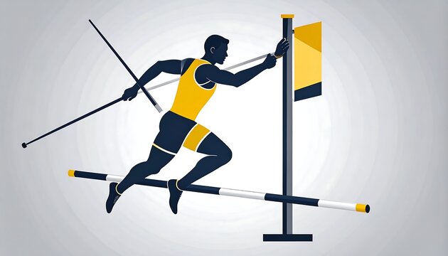Silhouette of a track and field athlete clearing a hurdle