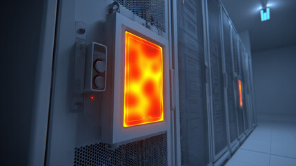 Fototapeta premium aerial view of data hall with symmetrical cooling ducts futuristic composition no people illustration concept scene visual for commercial design use high detail quality stock image illustration concep