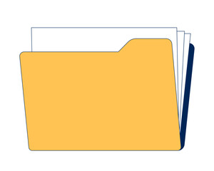 Folder with documents 2D cartoon object. Digital storage. Office work. Record keeping. File organization. Paperwork archive isolated element flat vector clip art on white. Spot illustration