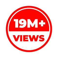 19 Million views png, digital reach counter, social growth tracker, online popularity stats, milestone success design