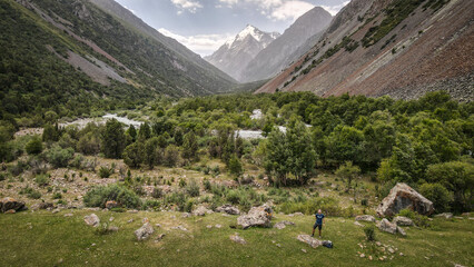 The panoramic view of the Alamedin Valley in Kyrgyzstan