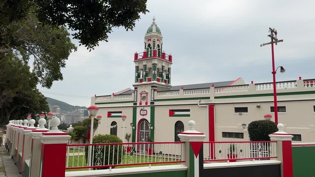 A beautiful mosque in Cape Town&rsquo;s District 6 painted in Palestine colours in Solidarity.