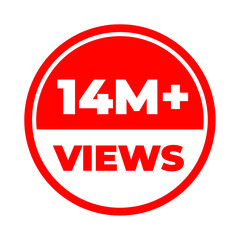 14 Million views png, popularity reach stats, viral counter design, digital audience growth, success tracker