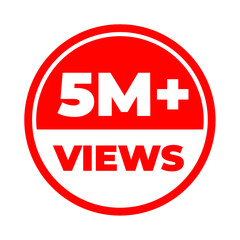 5 Million views png, creative engagement art, milestone audience counter, modern digital graphic
