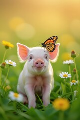 pig and butterfly