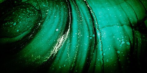 Consciousness Abstract. Black Watercolour Blotch. Green Ink On Paper. Olive Splash Rounded. Dark Watercolor Blotch. Oily Pattern.