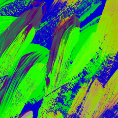 Emerald Abstract Grunge Background. Multicolored Ink Design Temp