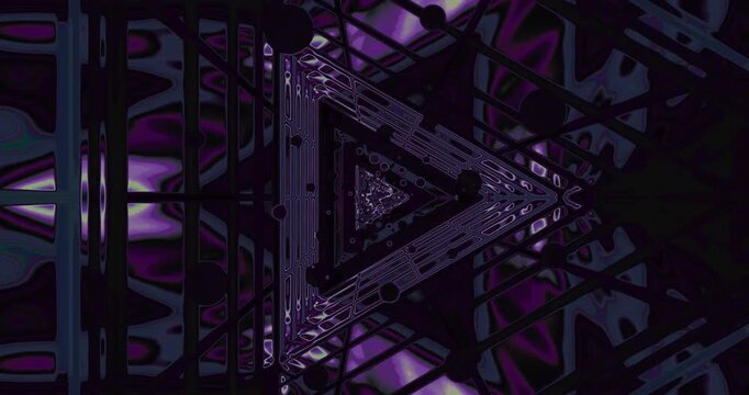 A captivating tunnel design unfolds with vibrant shapes and lines, creating a dynamic ambience suited for screensaver applications. The seamless loop features deep colors and intriguing patterns.