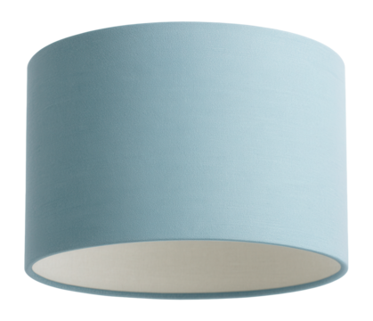 Round fabric lamp shade in light blue