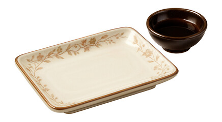 Ceramic sushi plate with soy sauce dip