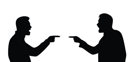Busts of Two Business Men Shouting at Each Other Arguing. People and communication problems vector art