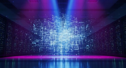 Abstract Data Stream - Digital Circuitry and Futuristic Technology Concept.