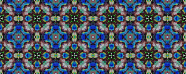 Sky Majolica Tiles. Turquoise Ethnic Mandala.