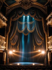 Grand Theater with Elegant Curtains and Spotlights