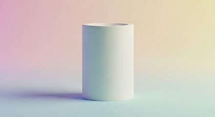 Minimalist product display stand with soft pastel gradient background for branding