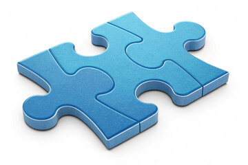 Fototapeta premium Two Blue Puzzle Pieces Connected Together jigsaw connection