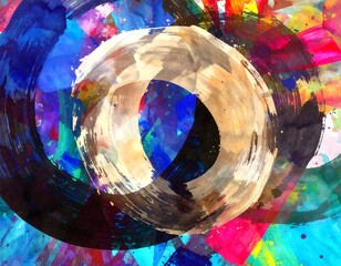 Abstract concentric circles in vibrant colors