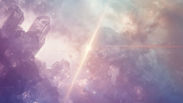Abstract shimmering light and crystal formations