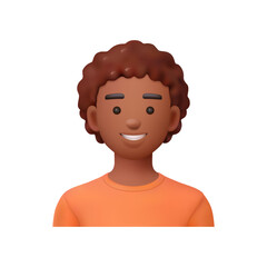 Personalized emoji or emoticon for social media. Vector 3d style, isolated character, man with smile profile picture for account. Smiling face of guy, account or user icon for application interface