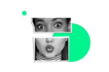 Composite photo collage of part face african eyes white pouted lips element plastic surgery beauty therapy isolated on painted background