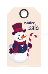 Discount coupon, vector illustration of a snowman