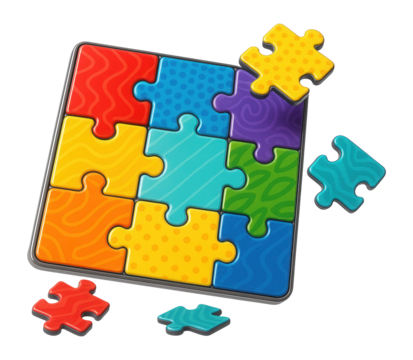 Magnetic puzzle with interchangeable pieces