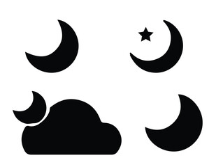 Obraz premium black crescent moon icon set vector illustration night logo