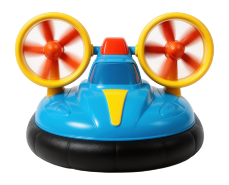 Plastic toy hovercraft with spinning fans