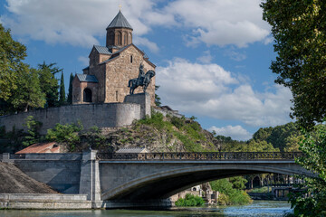 Historic Metekhi Georgian Orthodox Cathedral on a bluff over the Kura River in Old Town Tbilisi, Georgia © Rex Wholster
