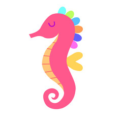 vector illustration of a cartoon seahorse EPS pink  © Brian