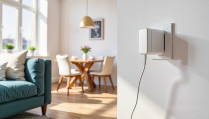 Plugged in charger in modern interior, understated elegance.